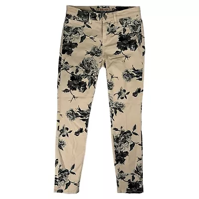 J Brand Cream Floral Print Crop Skinny Jeans Women’s Size 26 Mid Rise Empress • $28.44