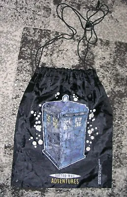 Vintage Doctor Who Tardis Drawstring PE Bag 11 X 14  Black Nylon • £7.99