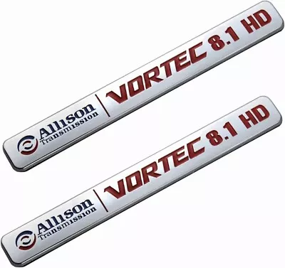 2x 8.1 Hd 8.1L Vortec Allison Transmission Emblem Sticke Decal Badges Chrome Red • $14.41