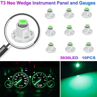10x Green T3 Neo Wedge 3030 LED Dash Panel A/C Climate Control HVAC Light Bulbs • $7.99