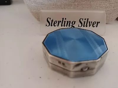 £125 • Buy 1930 William Neale Sterling Silver Blue Guilloche Enamel Powder Compact 46.1g