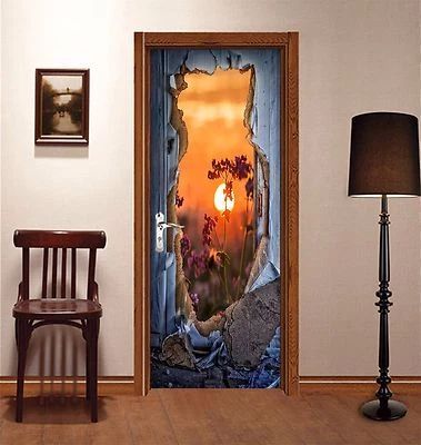 £84.77 • Buy 3D Sunset Sky Door Wall Mural Photo Wall Sticker Decal Wall AJ WALLPAPER AU