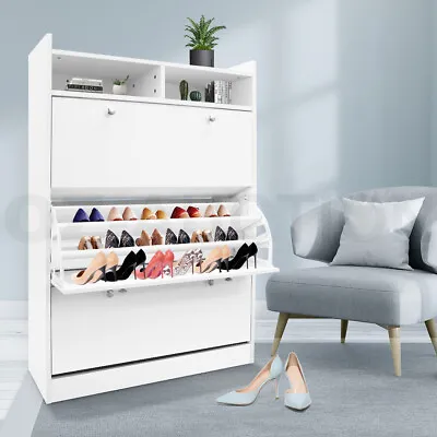 $159.95 • Buy Shoe Cabinet Shoes Storage Rack Organiser Shelves 45 Pairs Wood Furniture White