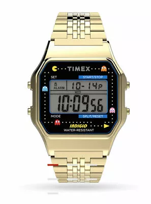 Timex T80 X PAC-MAN™ - 34mm Stainless Steel GOLD TONE Watch - BRAND NEW RARE!  • $179.99