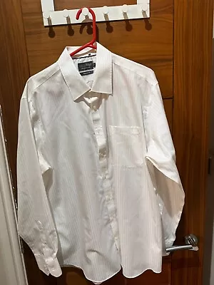 M&S Man Smart/Formal White/Satin Line/Long Sleeve/Pocket Shirt Neck 18 -2XL/XXL • £4.50