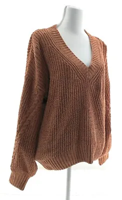 Pink Rose Womens Terracotta Sweaters V-Neck Long Sleeve Lightweight Size Large • $16.79