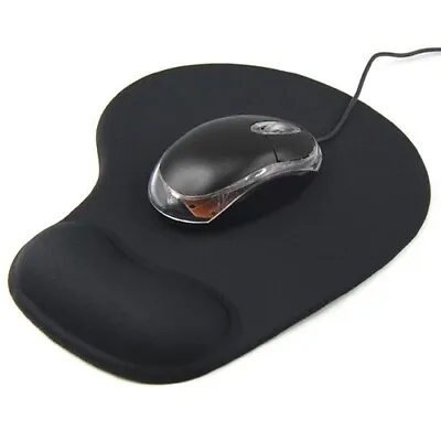 £3.79 • Buy Black Anti-slip Mouse Mat Pad With Gel Wrist Support Pc & Laptop ~uk Seller~
