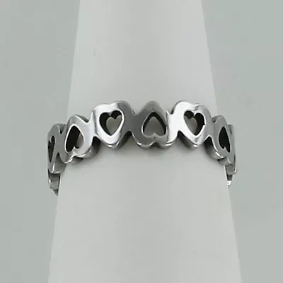 HEART Band Ring - Stainless Steel Open Design All Around Love Hearts Friend NEW • $15