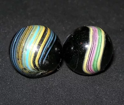 Antique Handmade German Indian Marble Pairing (2) -- Original & Colorful! • $26