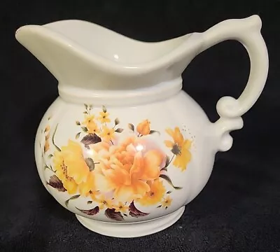 Vintage McCoy USA Pottery Pitcher Yellow Flowers 7528 • $14.99