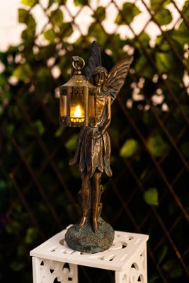 £24.99 • Buy Winged Angel / Fairy Statue Holding An LED Lamp Light-up Lantern Garden Figurine