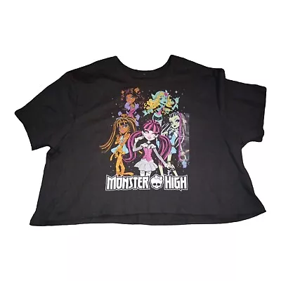 Women's Size XXL Monster High Cropped Short Sleeve Graphic T-Shirt Black NWT • $7.98