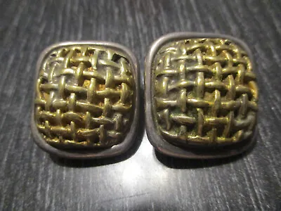 Steve Vaubel Modernist Sterling 14K Gold Plate Statement Designer Clip Earrings • $125