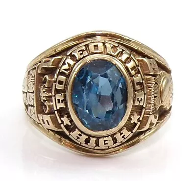 VTg 1973 Ladies 10K Yellow Gold Topaz High School Class Ring Size 5.75 FZZ • $299.99