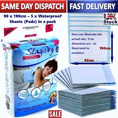 £5.79 • Buy Incontinence Single Fitted Bed Sheet/Pads Disposable Waterproof Mattress Protect