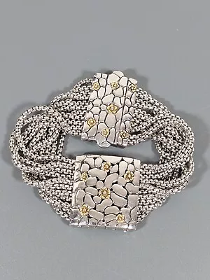 Silver Tone Gold Tone Flower Pebble Multi Chain Wide Magnetic Clasp Bracelet 7  • $6.99