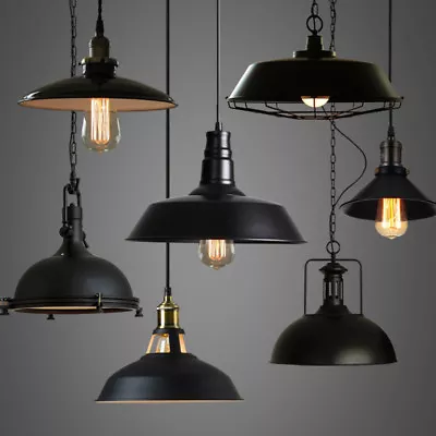 $34.99 • Buy Industrial Loft Warehouse Barn Pendant Lamp Indoor Hanging Ceiling Light Fixture