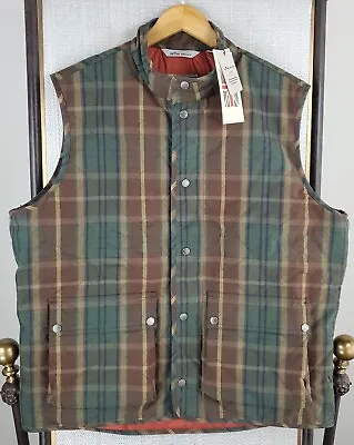 NEW $278 PETER MILLAR Size XL Mens Waxed Cotton Plaid Quilted Enfield Vest Gilet • $189.05