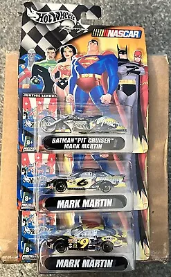 SET Of 3 BATMAN Mark Martin HOT WHEELS RACING 1:64 JUSTICE LEAGUE Die Cast • $17