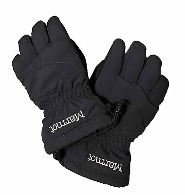 Marmot Gloves Black Size Kids Medium Fur Lined KidSki Sledding Ski Winter Snow • $12