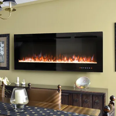 LED Wall Mounte Electric Fireplace 50  80  Insert Flat Wallhung Fire Room Heater • £179.95