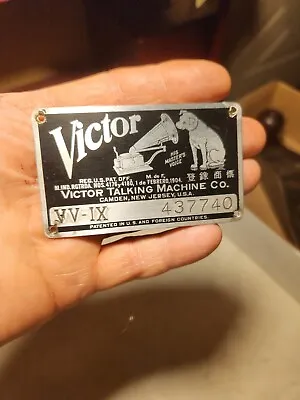 Antique Victor Victrola VV-IX Data Tag W Nipper Advertising Trademark Project Pt • $20