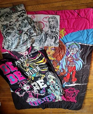 Monster High Comforter Twin Ghouls Rule Blanket Throw Fitted Sheet And Sheet • $125