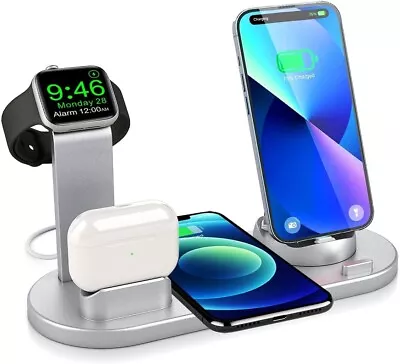 Wireless Charging Station 4 In 1 Multi Charger Station For IPhone 14/13/12/11 • £14.63