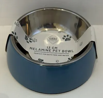 Melamine Stainless Steel Pet Bowl Medium Teal | Classic Design 13cm • £7.99