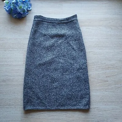 Vintage Celine Wool Mohair Pencil Skirt Elastic Waist Pull-On Lined Gray Sz.38 • $74.98