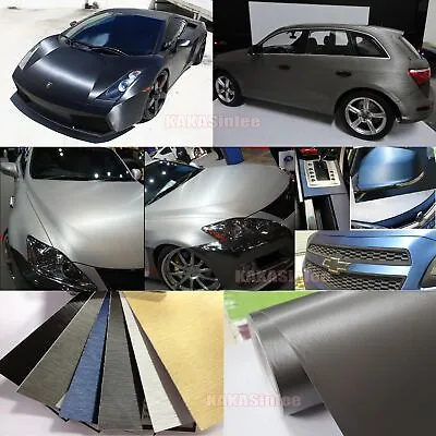 Entire Car Wrap Metallic Matte Satin 3D Brushed Vinyl Sticker Decal Flexible AB • $270.19