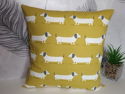 £6.50 • Buy 16x16  Dachshund Sausage Dog Ochre Cushion Cover 40x40cm