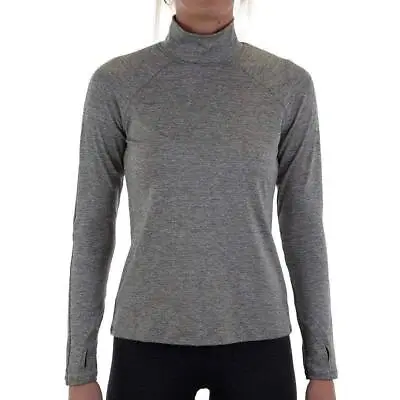 More Mile Womens Train To Run Running Top Grey Long Sleeve Funnel Neck Jersey • £11.50