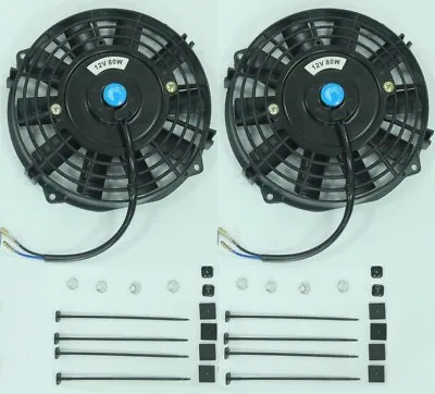 $58.91 • Buy 2PCS Universal 10  12V Electric Radiator Cooling Fan + Mounting Kits