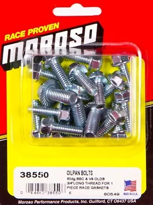 Moroso 38550 Oil Pan Bolt Set SBC/Olds For One-Piece Gaskets 14- 3/4  & 4- 5/16  • $16.99