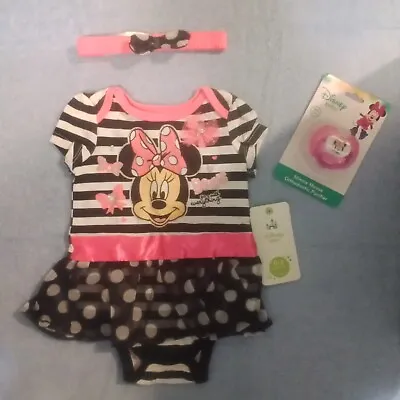 Mickey Mouse (0-3M) Baby Girl Bodysuit Dress Skirt Set • $14.99