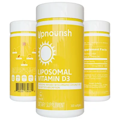 UpNourish Liposomal Vitamin D3 5000 IU (125 Mcg) - 1 Year Supply - 365 Softgels • $16.99