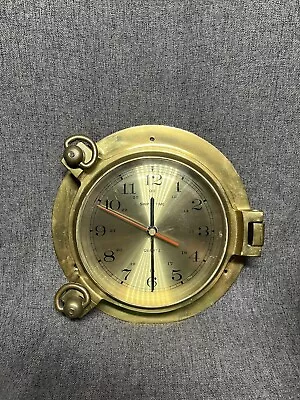 Vintage Maritime Nautical Brass Ships Porthole Quartz 'Ship's Time' Clock Works! • $38