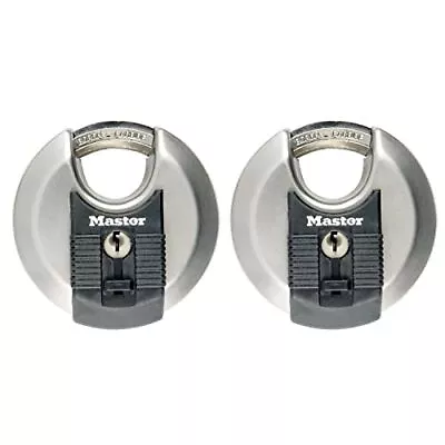 Pack Of 2 High Security Disc Padlock Security Level 8/10 Outdoor Keyed Stainless • £30.37