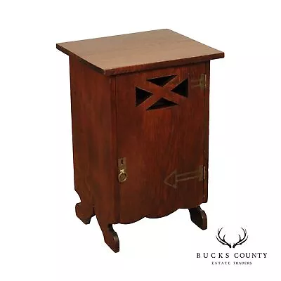 Antique Arts And Crafts Oak Bar Or Smokers Cabinet • $1495