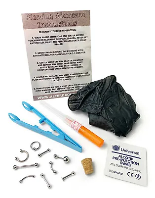 1.6mm (14g) PRO STERILE-Cannula Needle Body Piercing Kit-Choose Jewellery/Size! • £7.49