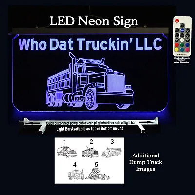 Personalized Lighted Dump Truck Sign Man Cave Sign Garage Sign LED Neon Sign • $137.95