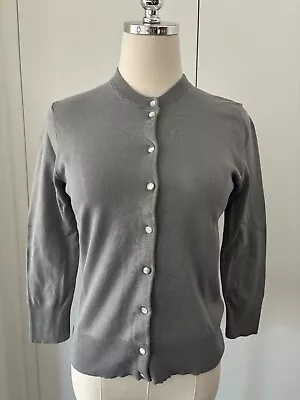 J Crew Jackie Cardigan Cotton Light Gray Pewter Small S • $20