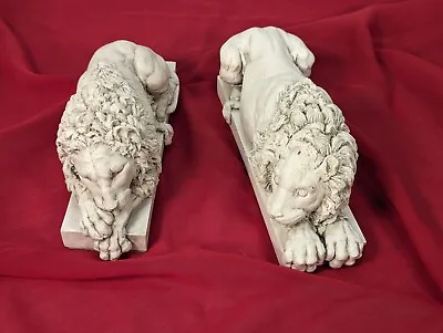 Pair Of Lion Statues Antonio Canova Italian Replica The Sleeping & The Watching • $175