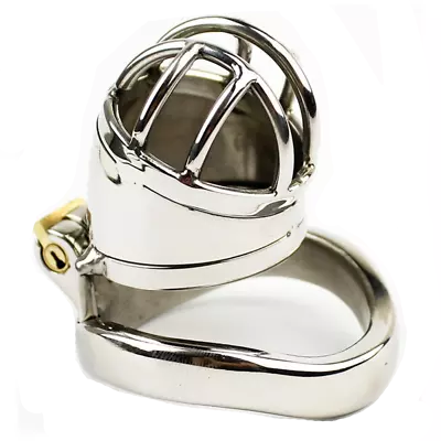 Metal Chastity Cage Lock Belt Penis Chastity Device Men BDSM Ring Diameter 50mm • £15.89