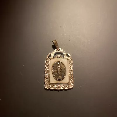 Vintage Virgin Mother Mary Sterling Silver Catholic Medal Pennant Rare • $39.99