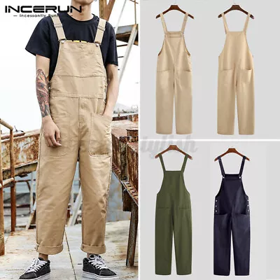 AU STOCK Mens Overalls Casual Cargo Work Jumpsuit Suspenders Long Pants Rompers • $36.54