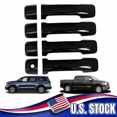 Door Handle Covers 2007-2021 For Toyota Tundra CrewMax & Sequoia Gloss Black ABS • $18.55