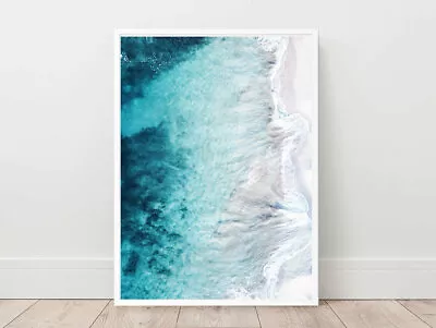 Blue Ocean Waves Beach Art Poster Print. Great Home Decor • $76.05