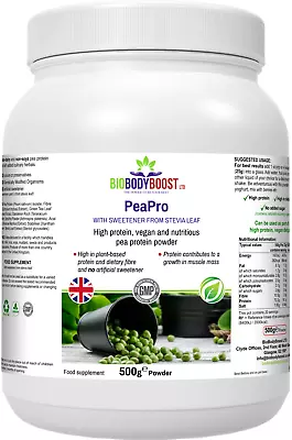 PeaPro-High Quality Pea Protein Powder(Pea Snaps)-500g Vegan-BioBodyBoost UK • £18.50